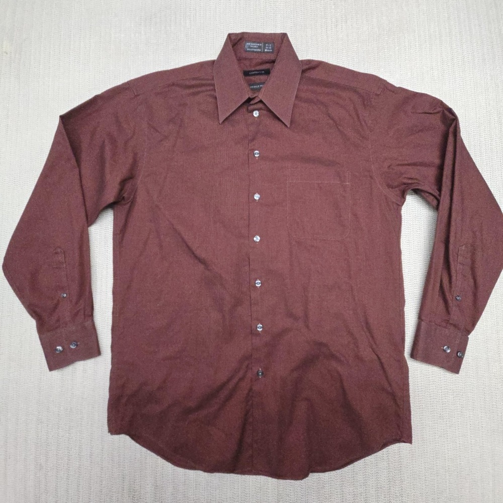 Claiborne Shirt Mens Medium 15.5 34/35 Brown Long Sleeve Wrinkle Free Dress